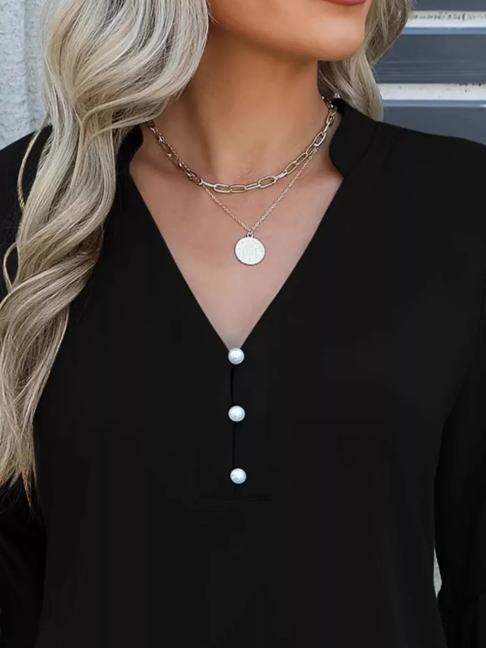 Full Size Notched Flounce Sleeve Blouse Plus Size, image 2