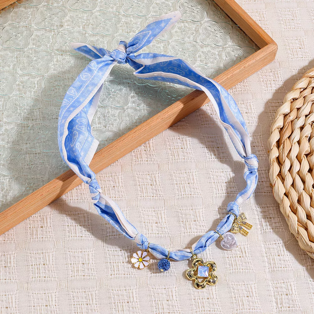 Ribbon Flower Charm Necklace, image 2