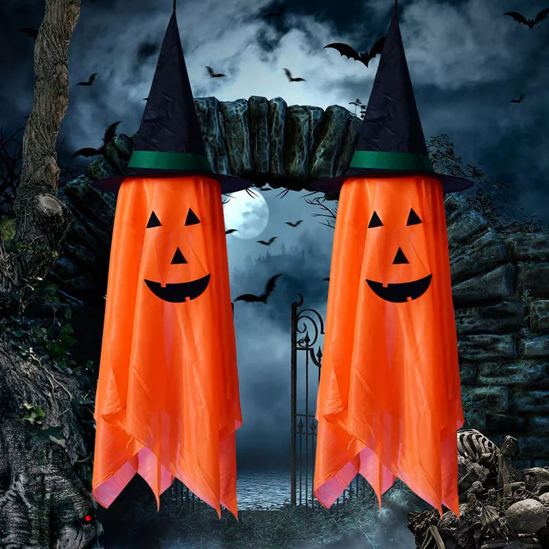 Halloween Hanging Pumpkin with Witch Hat Set, image 3