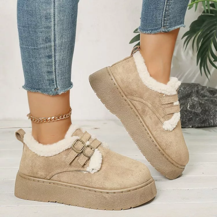 Buckle Strap Faux Fur Trim Platform Boots, image 10