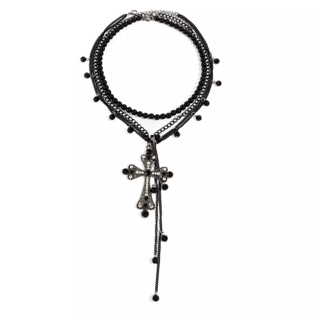 Pearl Cross Pendant Necklace 3 Piece Set, image 5