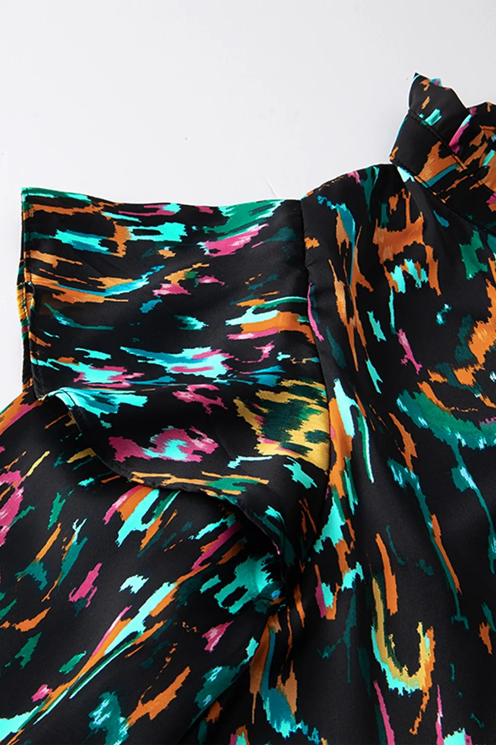 Abstract Print 3/4 Sleeve Ruffle Blouse, image 3