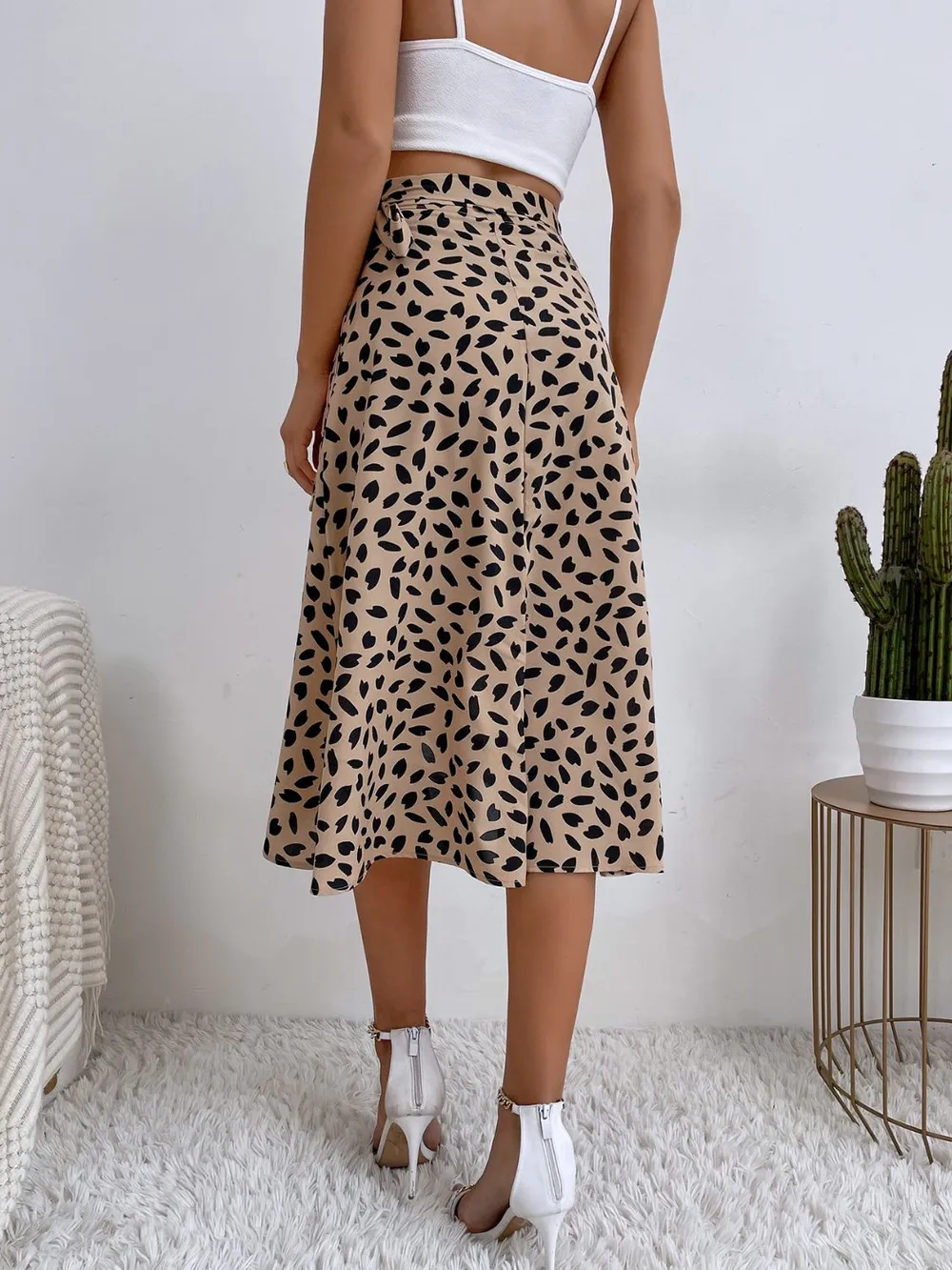 Tied Slit Printed Skirt, image 4