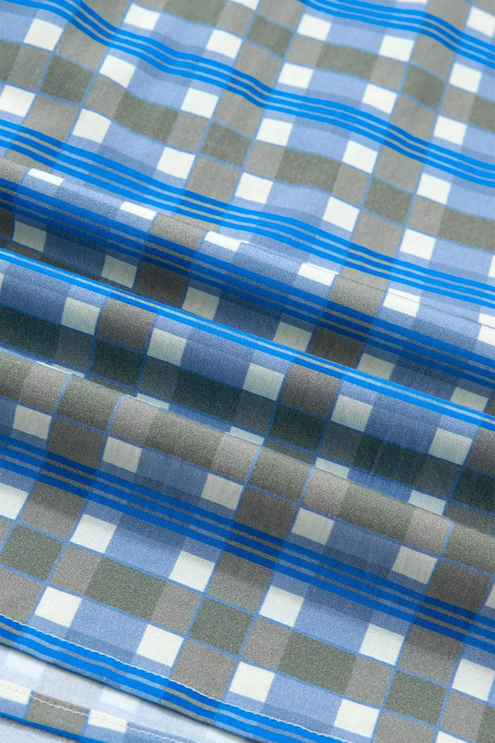 Plaid Long Sleeve Frilled Detail Half Button Blouse, image 3