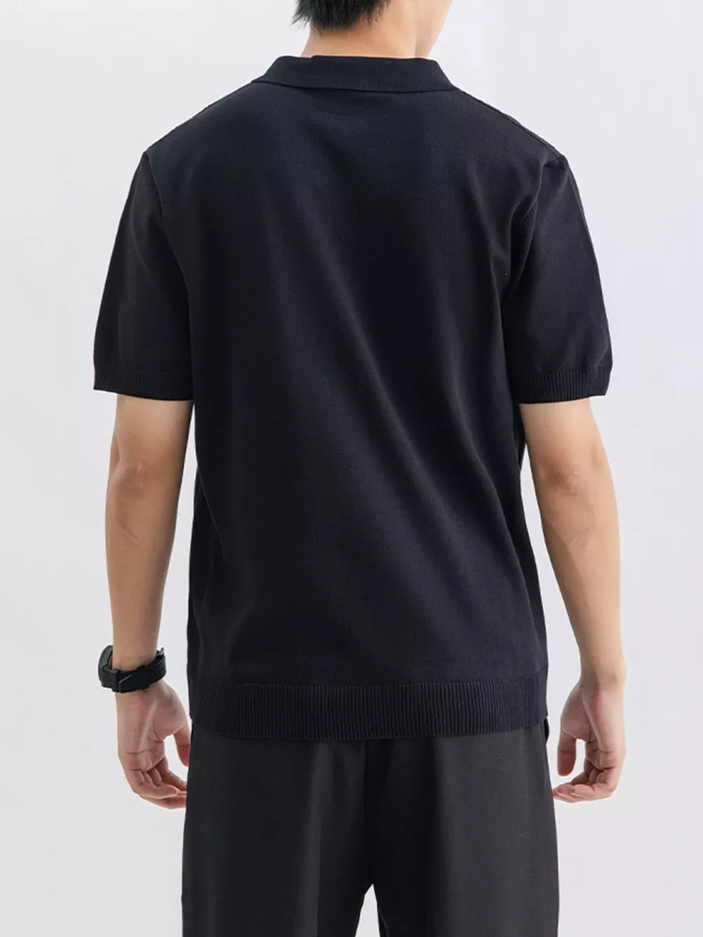 Men's Plus Size Ribbed Knit Slim Fit Polo, image 5