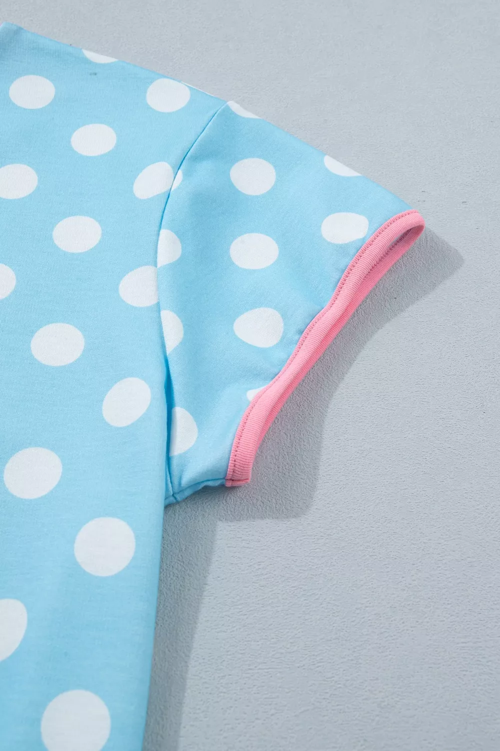 Polka Dot Contrast Trim Top and Drawstring Shorts Set, image 6