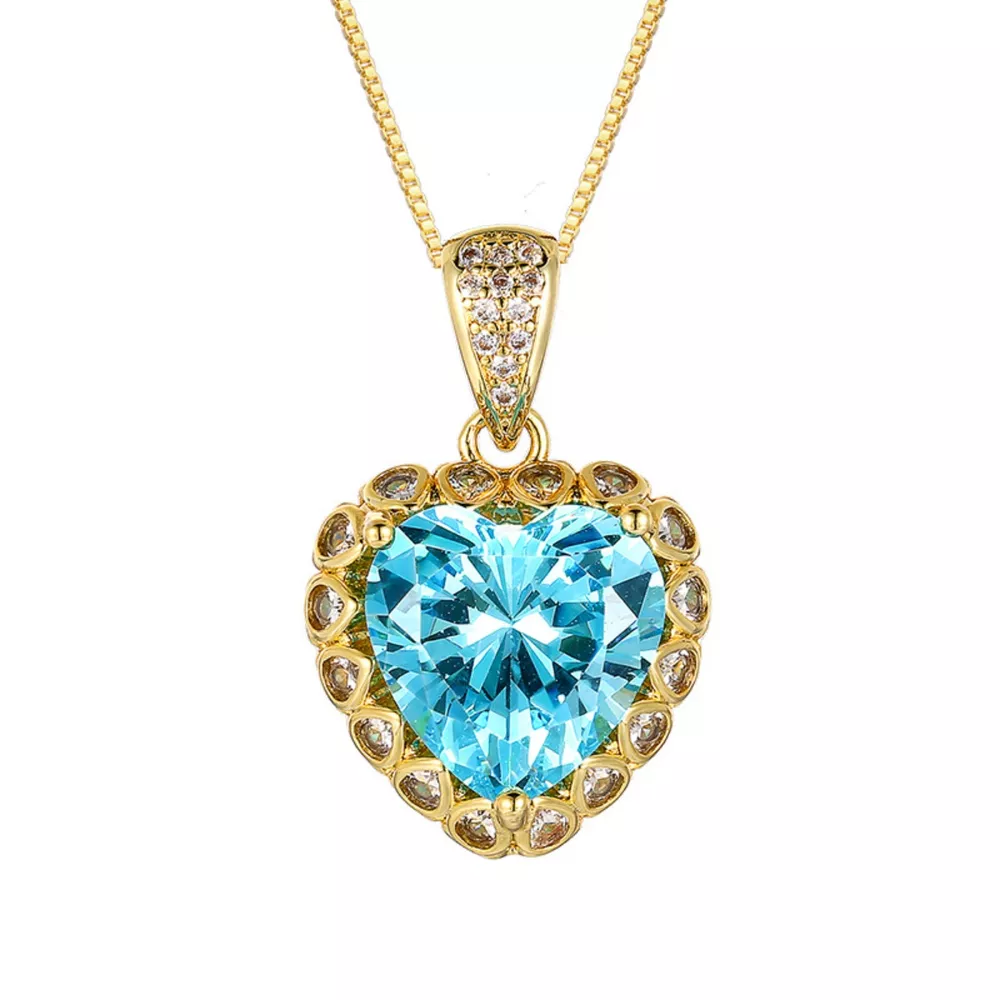 Heart-Shaped Aquamarine Pendant Necklace, image 3