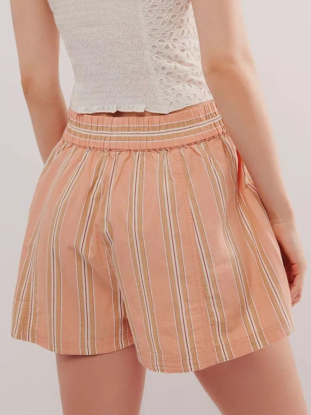 Striped Elastic Waist Shorts, image 2