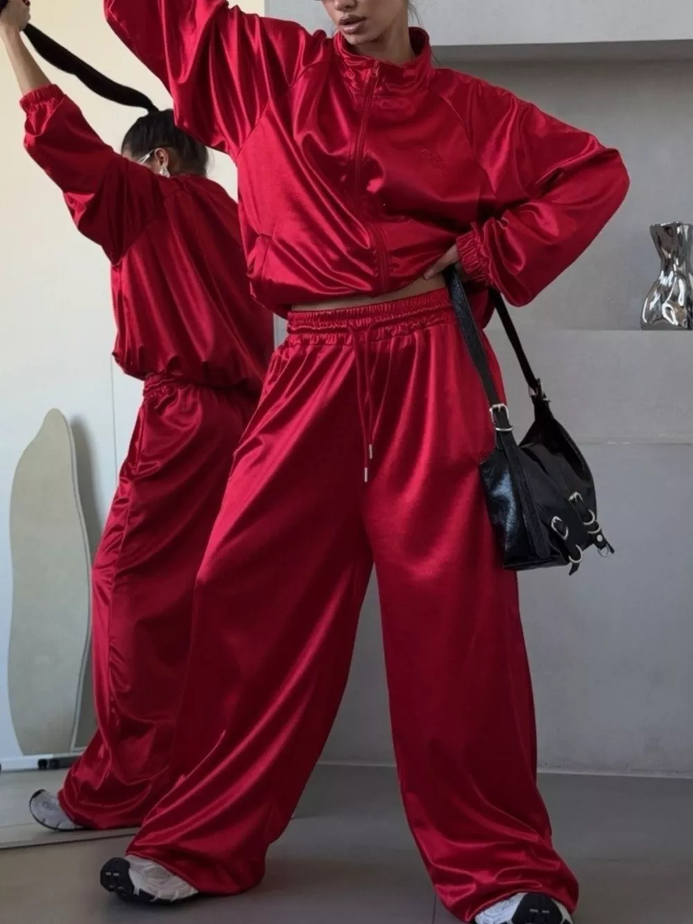 Zip Up Raglan Sleeve Jacket and Pants Set, image 12