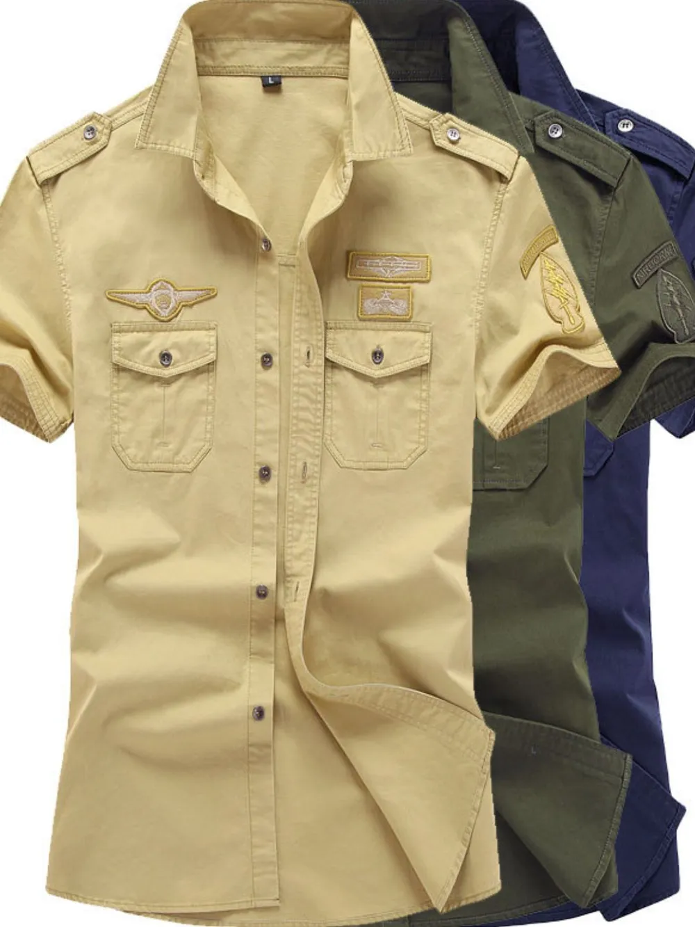 Men's Plus Size Embroidered Collared Neck Short Sleeve Shirt, image 2