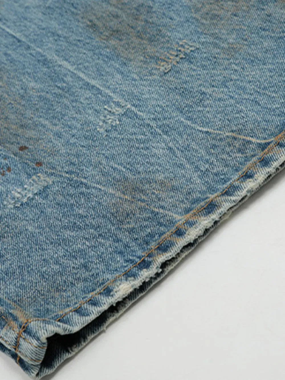 Men's Vintage Distressed Wide Leg Denim Jeans, image 7