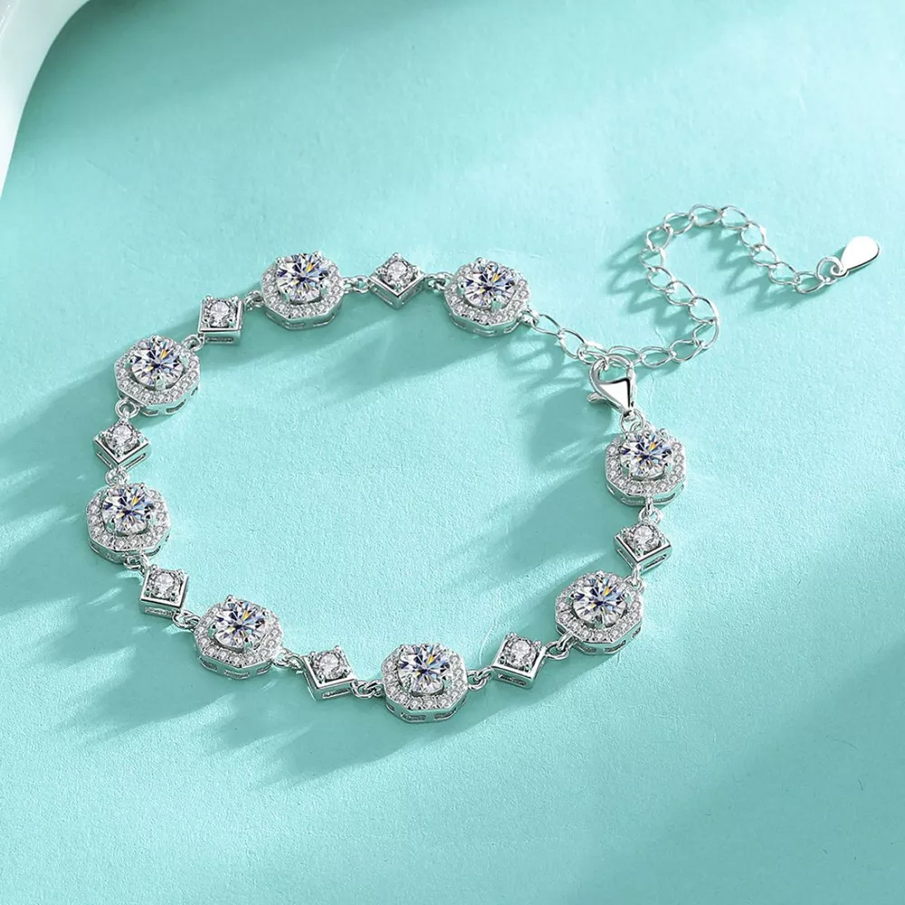 4 Carat 925 Sterling Silver Moissanite Bracelet, image 2