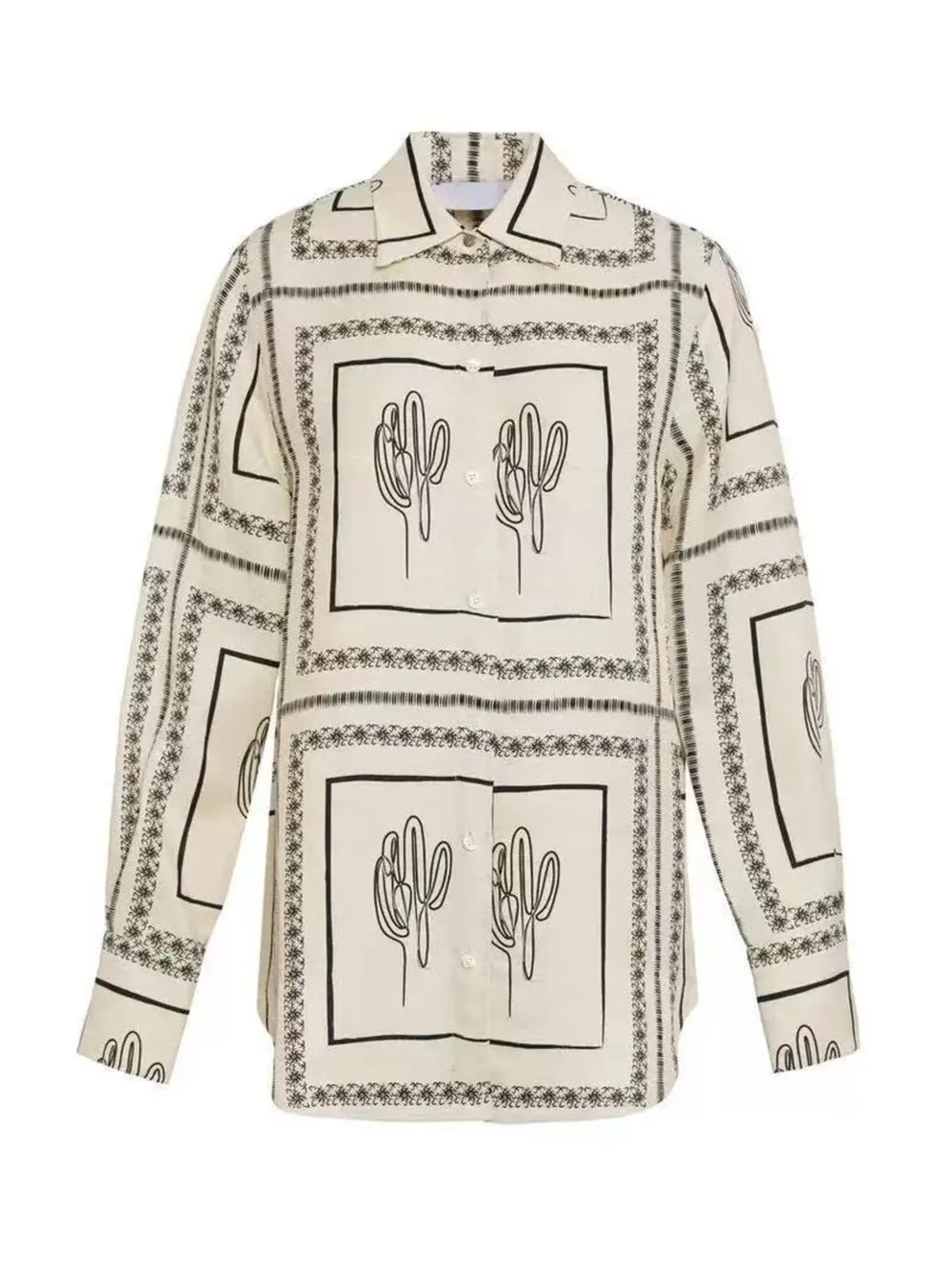Printed Button Up Shirt and Pants Set, image 2
