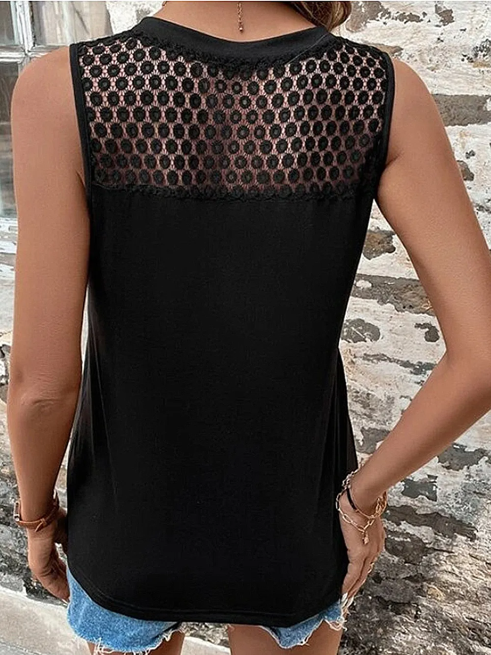 Lace Detail V-Neck Tank, image 3