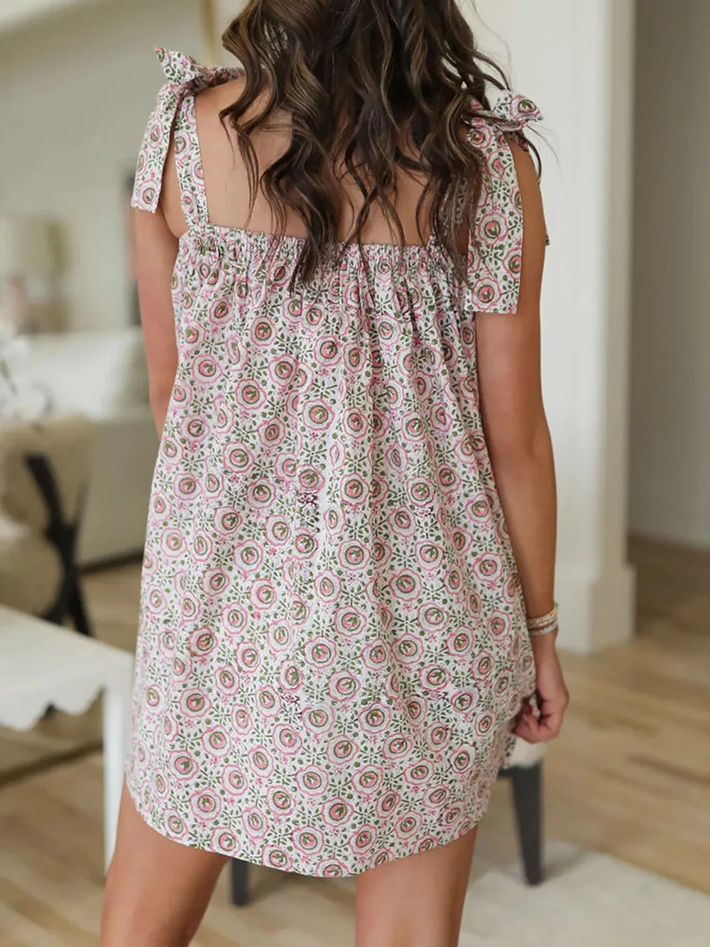 Printed Tie Shoulder Mini Cami Dress, image 2