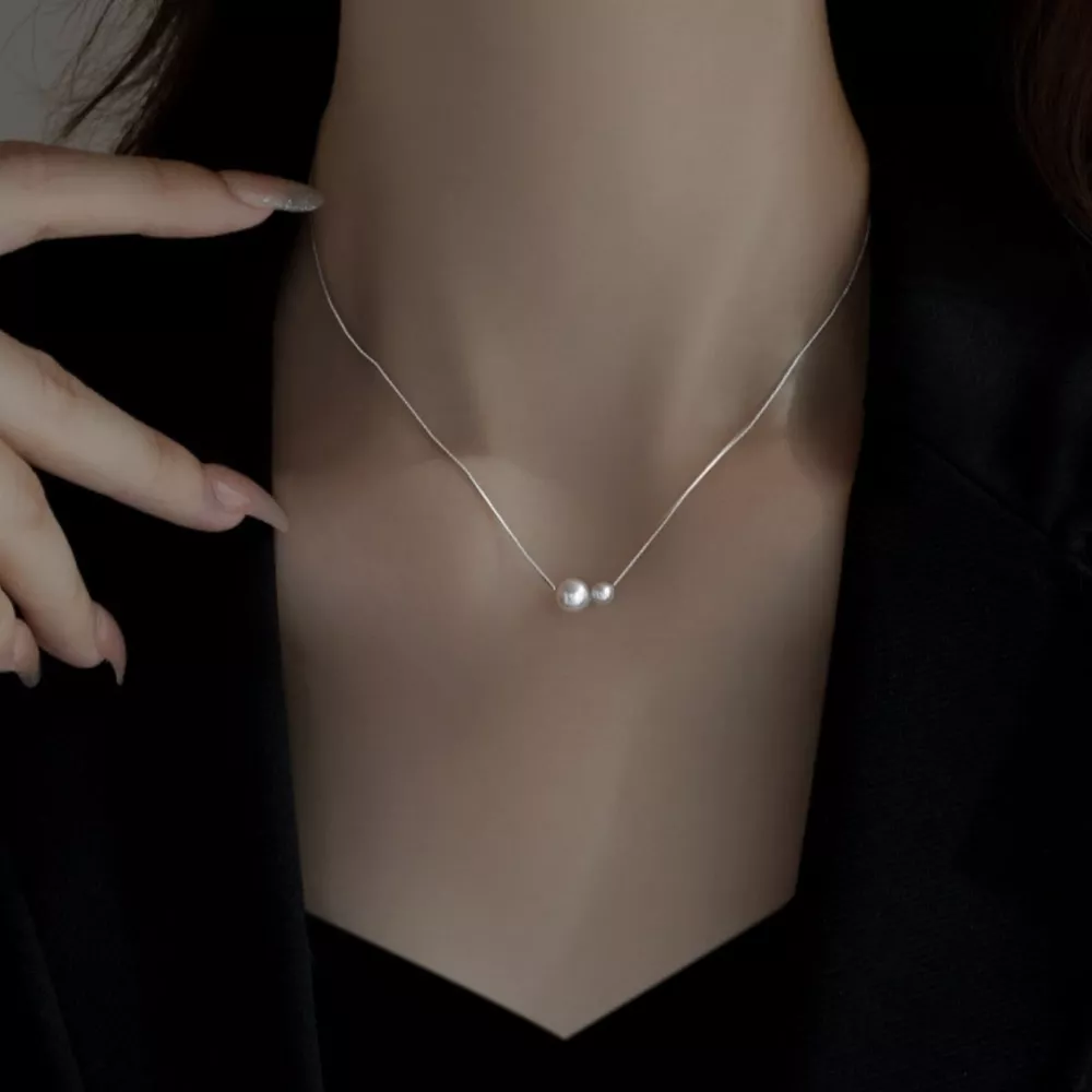 925 Sterling Silver Pearl Necklace, image 2