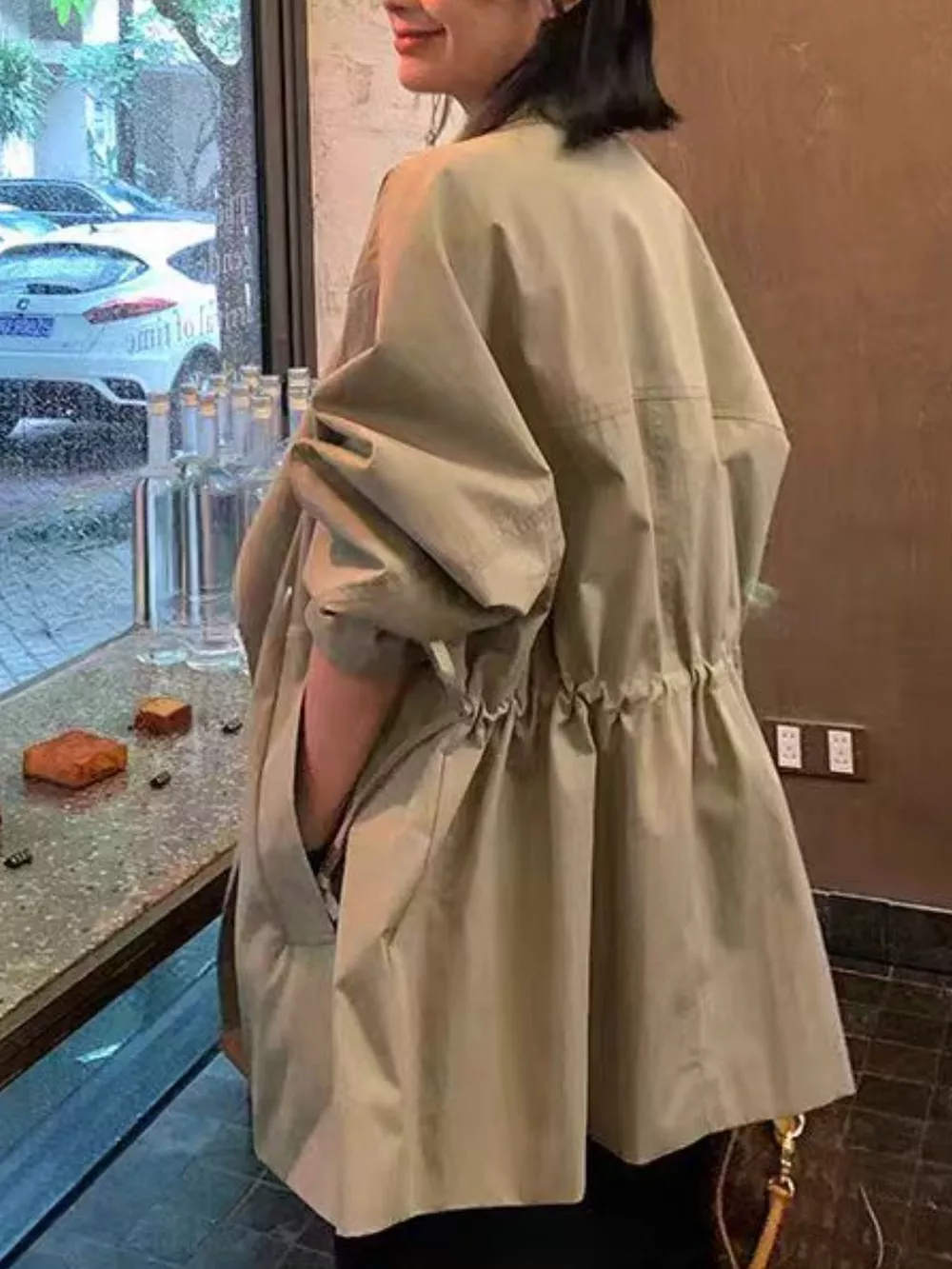 Open Front Long Sleeve Trench Coat, image 8