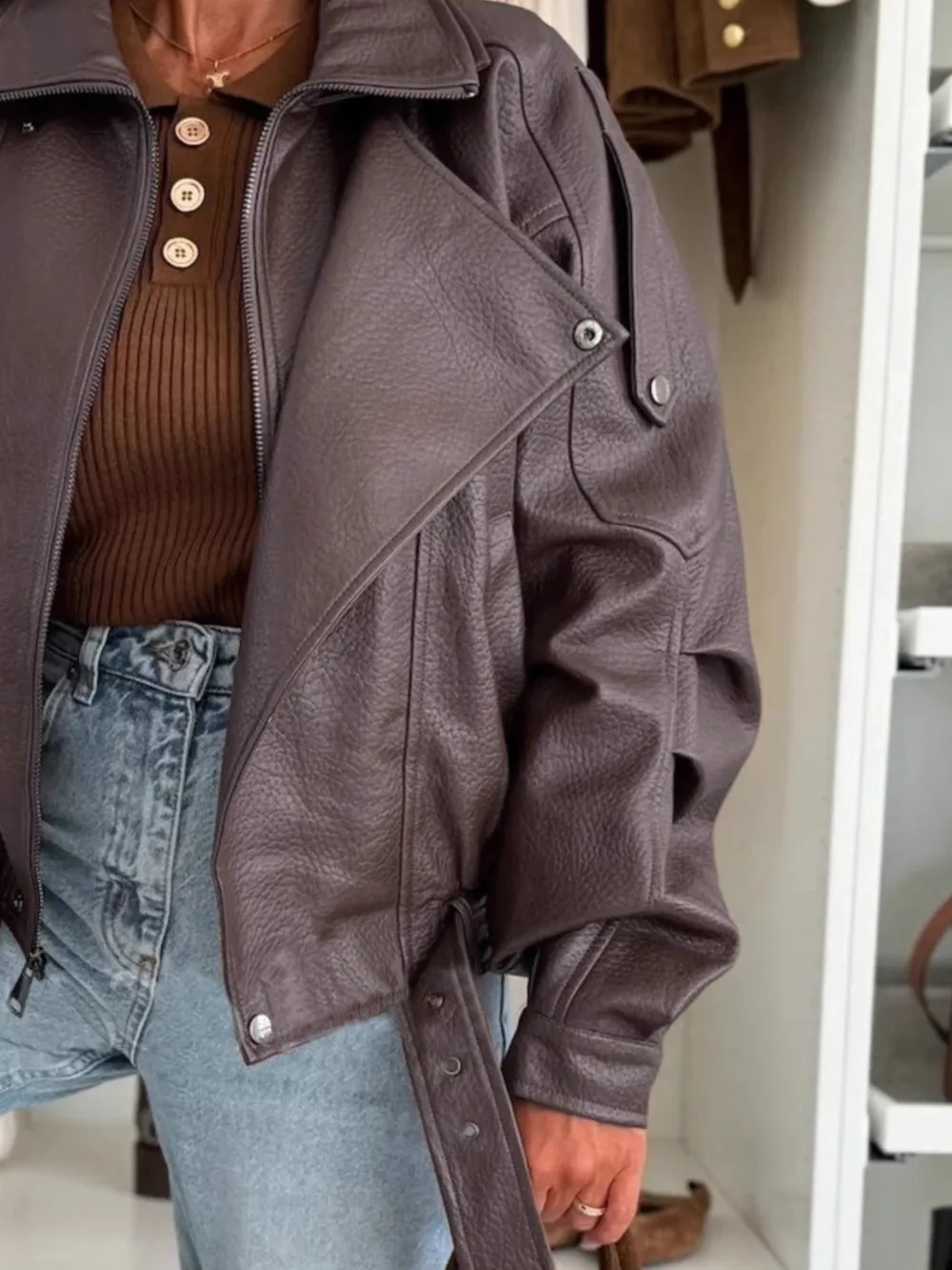 Leather Zip Up Jacket, image 5
