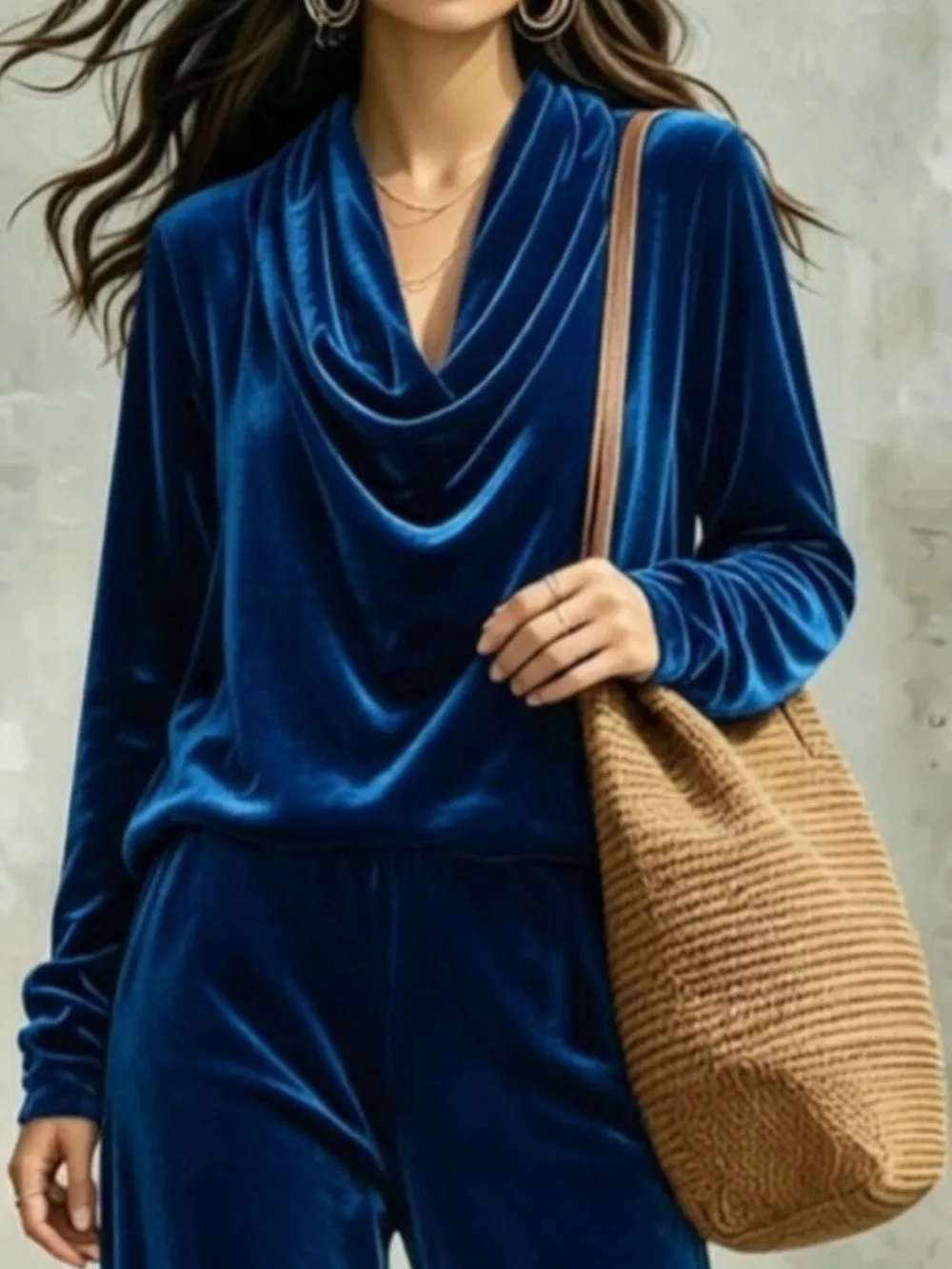 Full Size Velvet Cowl Neck Top and Pants Set Plus Size, image 17