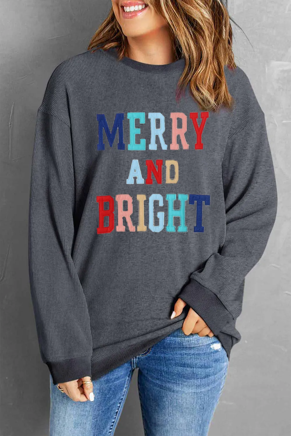 MERRY AND BRIGHT Graphic Sweatshirt, image 6