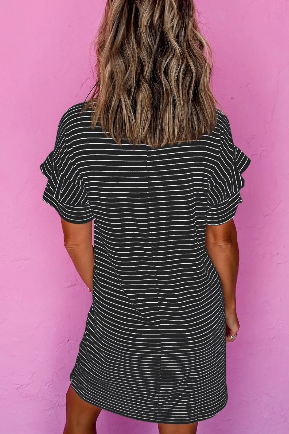 Casual Striped T-Shirt Dress with Pockets, image 3