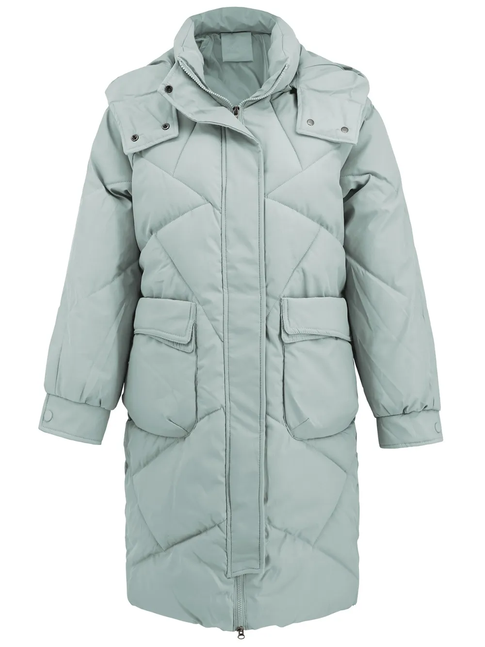 Long Sleeve Longline Hooded Winter Coat with Pockets, image 11