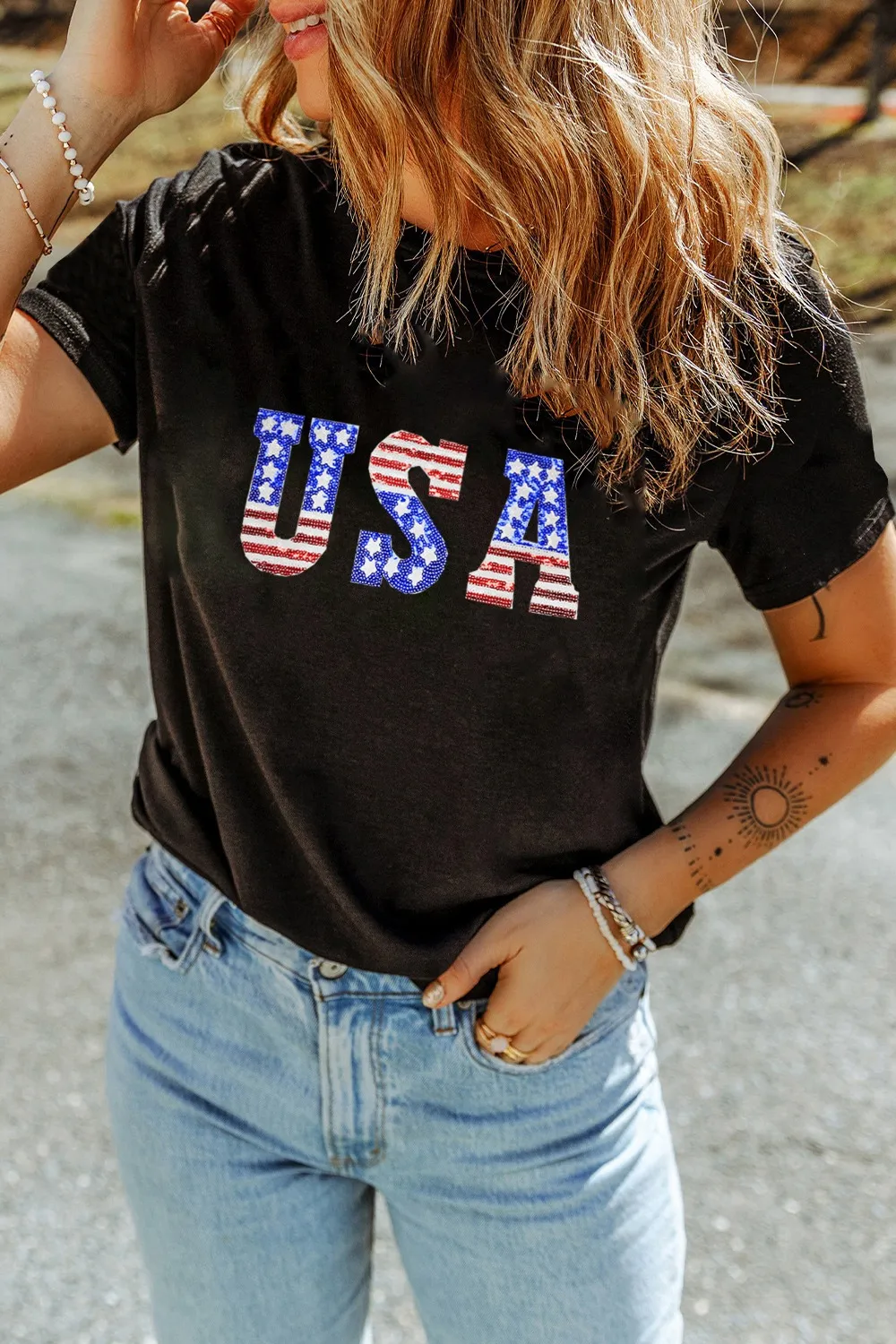 USA Round Neck Short Sleeve T-Shirt, image 2
