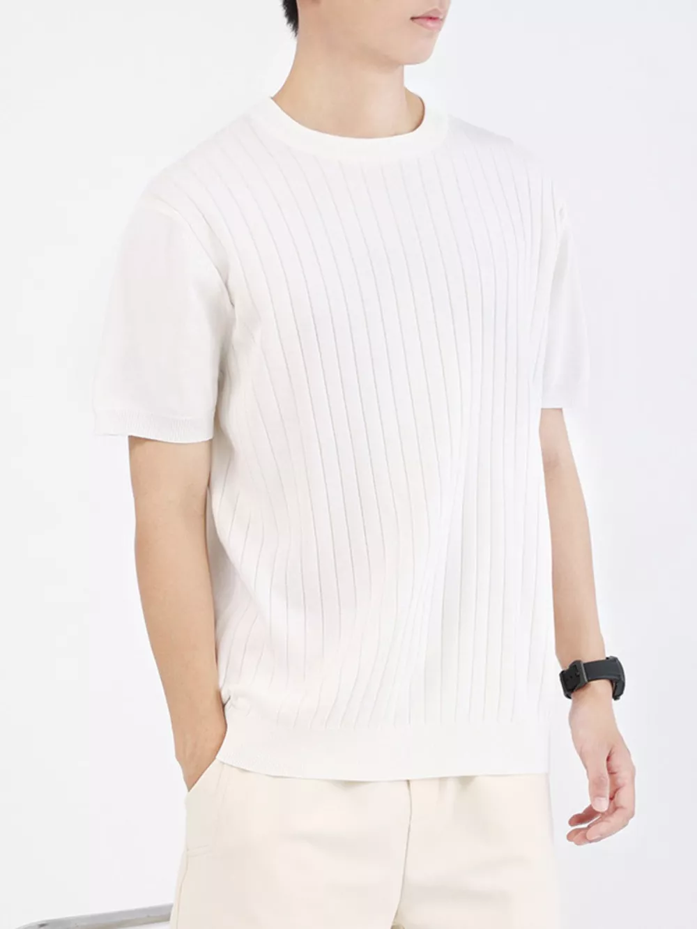 Men's Plus Size Ribbed Knit Slim Fit T-Shirt, image 10