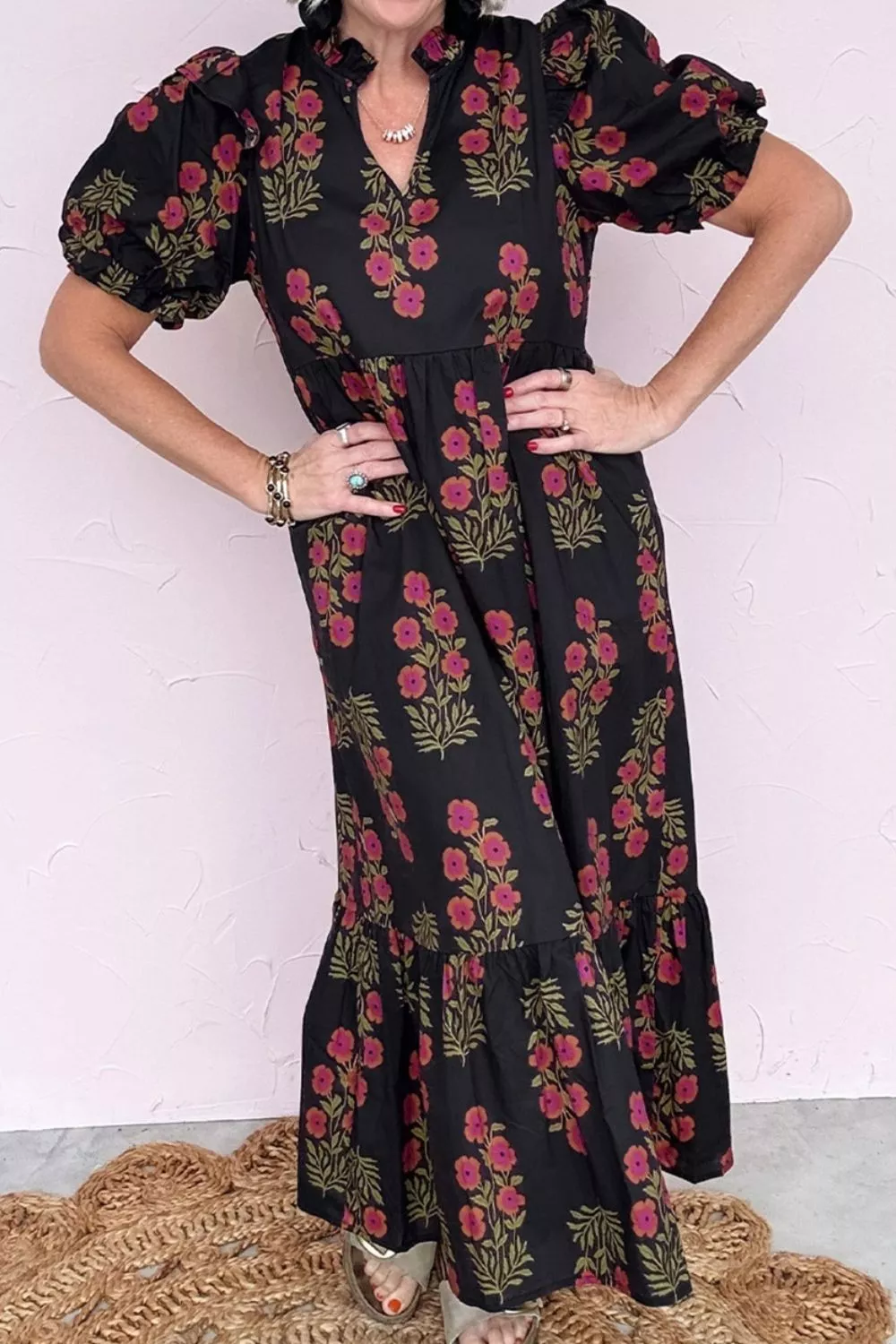 Floral Print Tiered Maxi Dress, image 2
