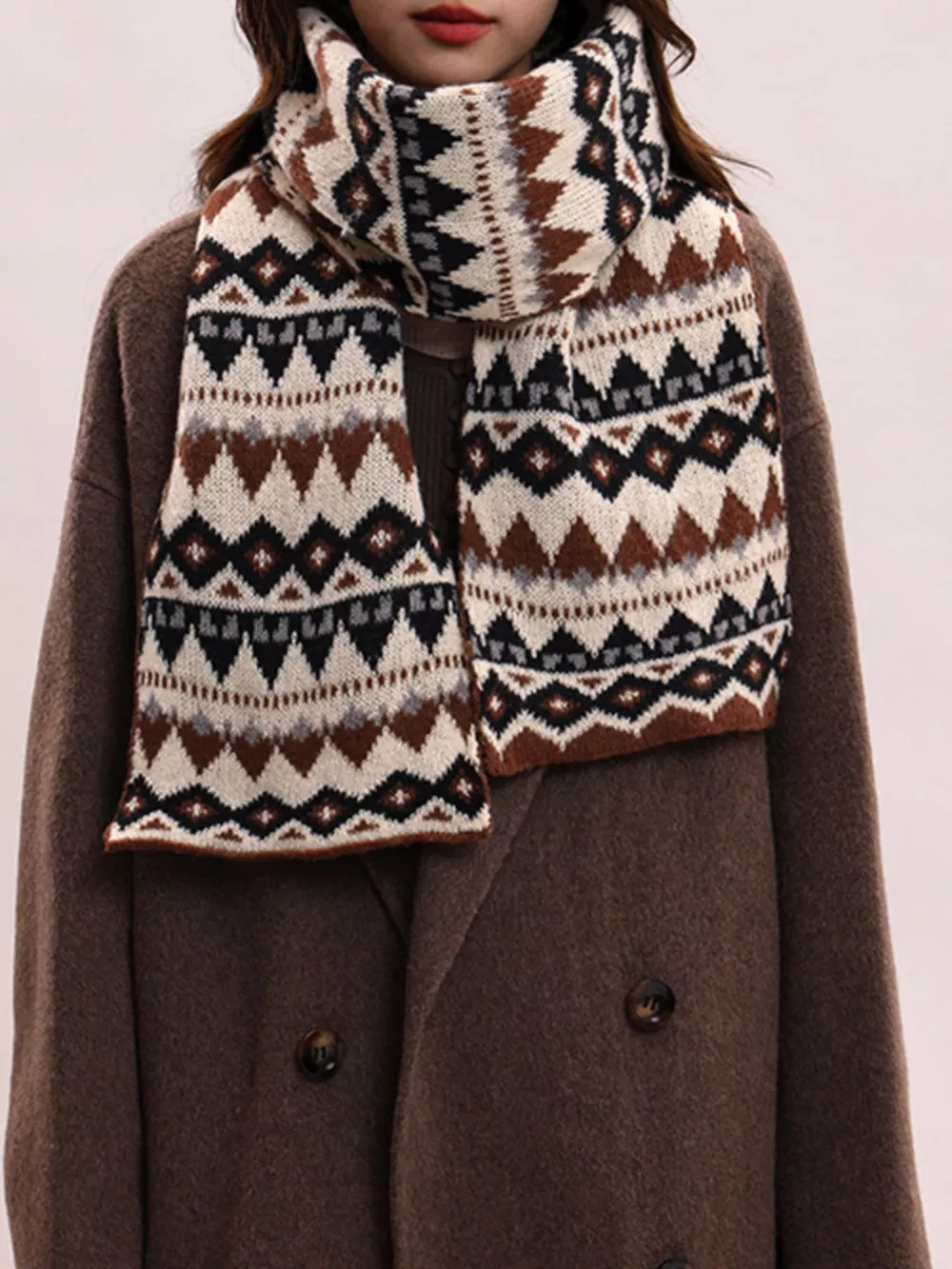 Vintage Geometric Knitted Scarf, image 8