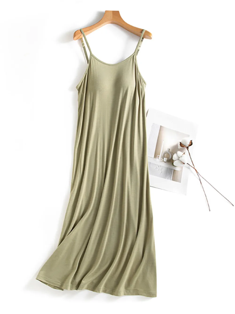 Scoop Neck Midi Cami Dress with Bra, image 4