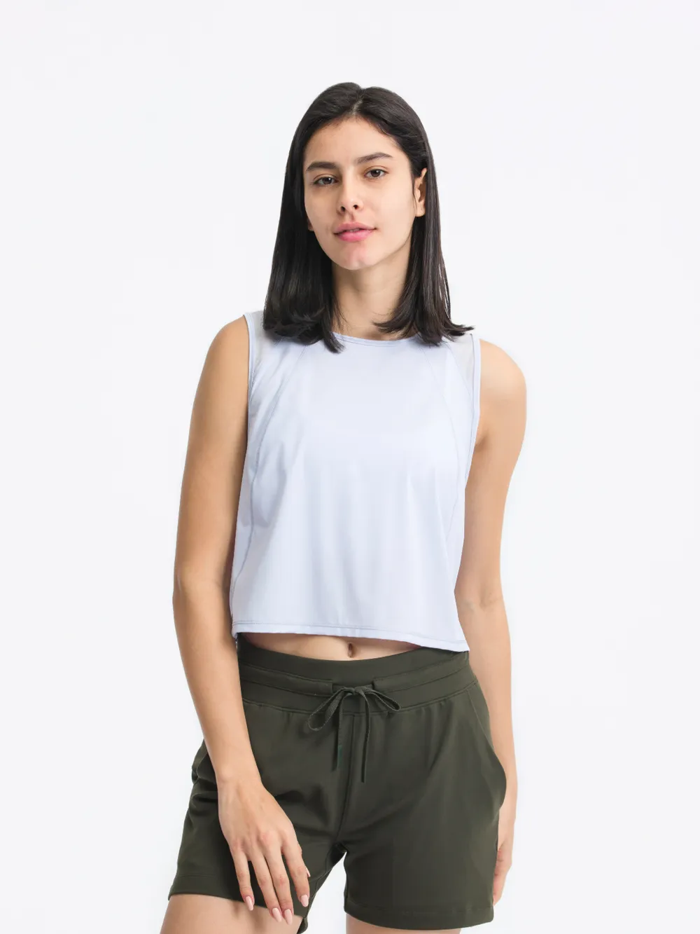 Round Neck Cropped Active Tank, image 2