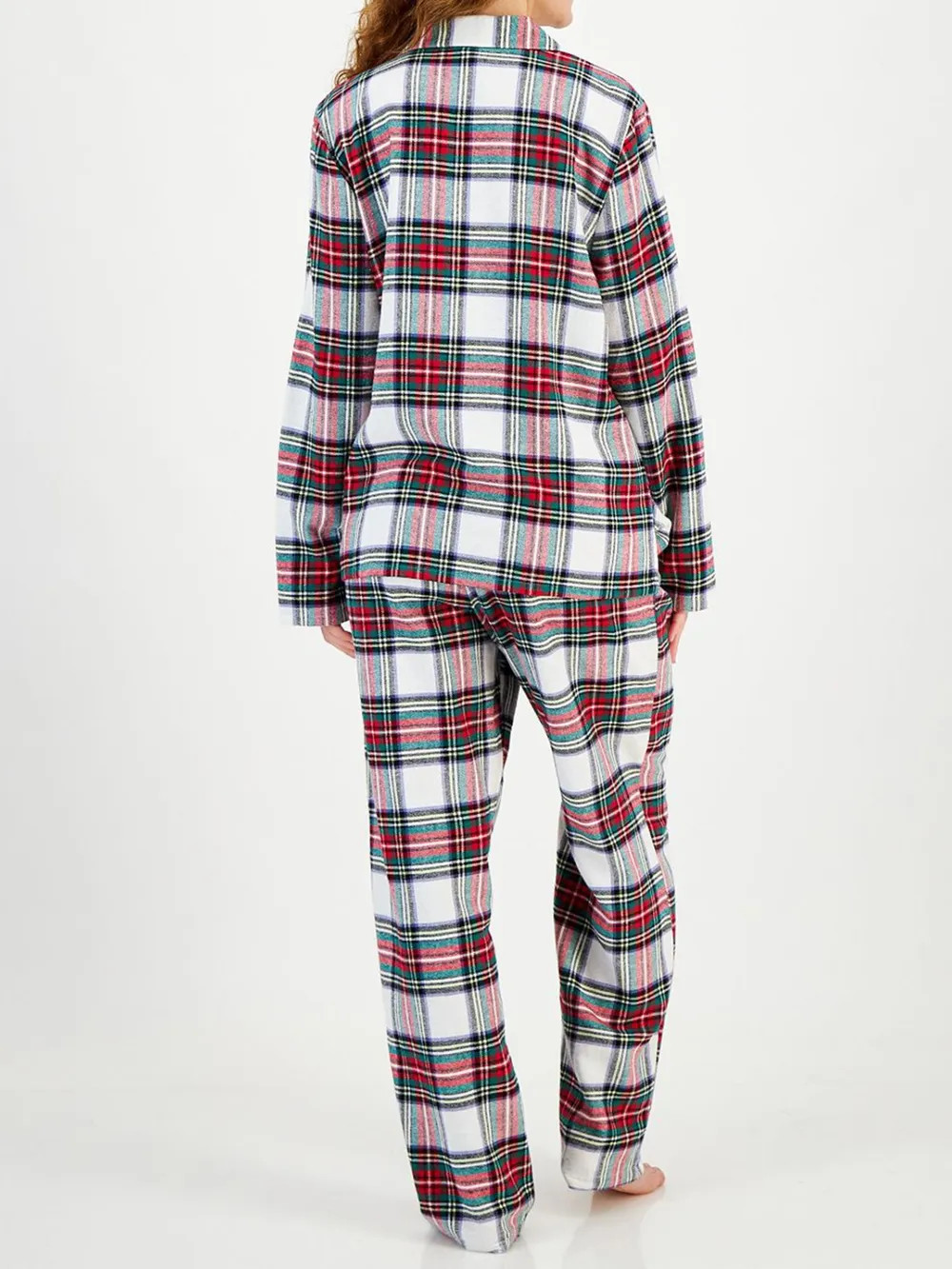 Plaid Collared Neck Button Up Top and Pants Lounge Set, image 6