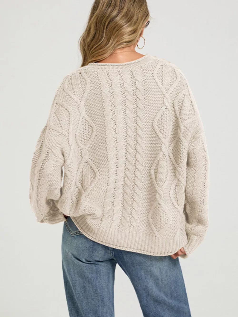 Cable-Knit Button-Down Cardigan, image 8