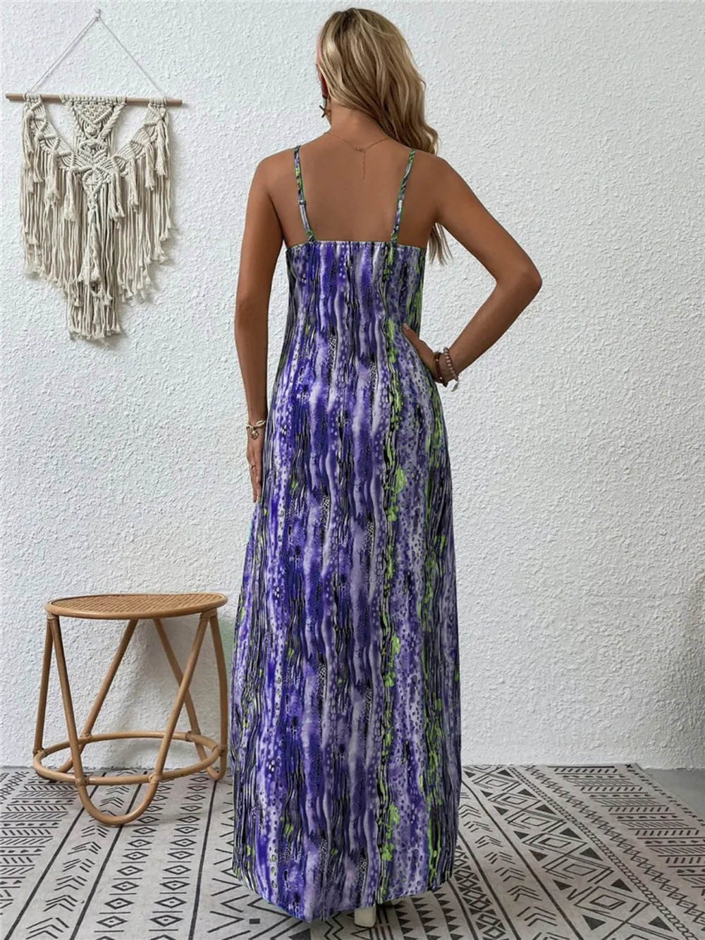 Full Size Printed Scoop Neck Maxi Cami Dress, image 3
