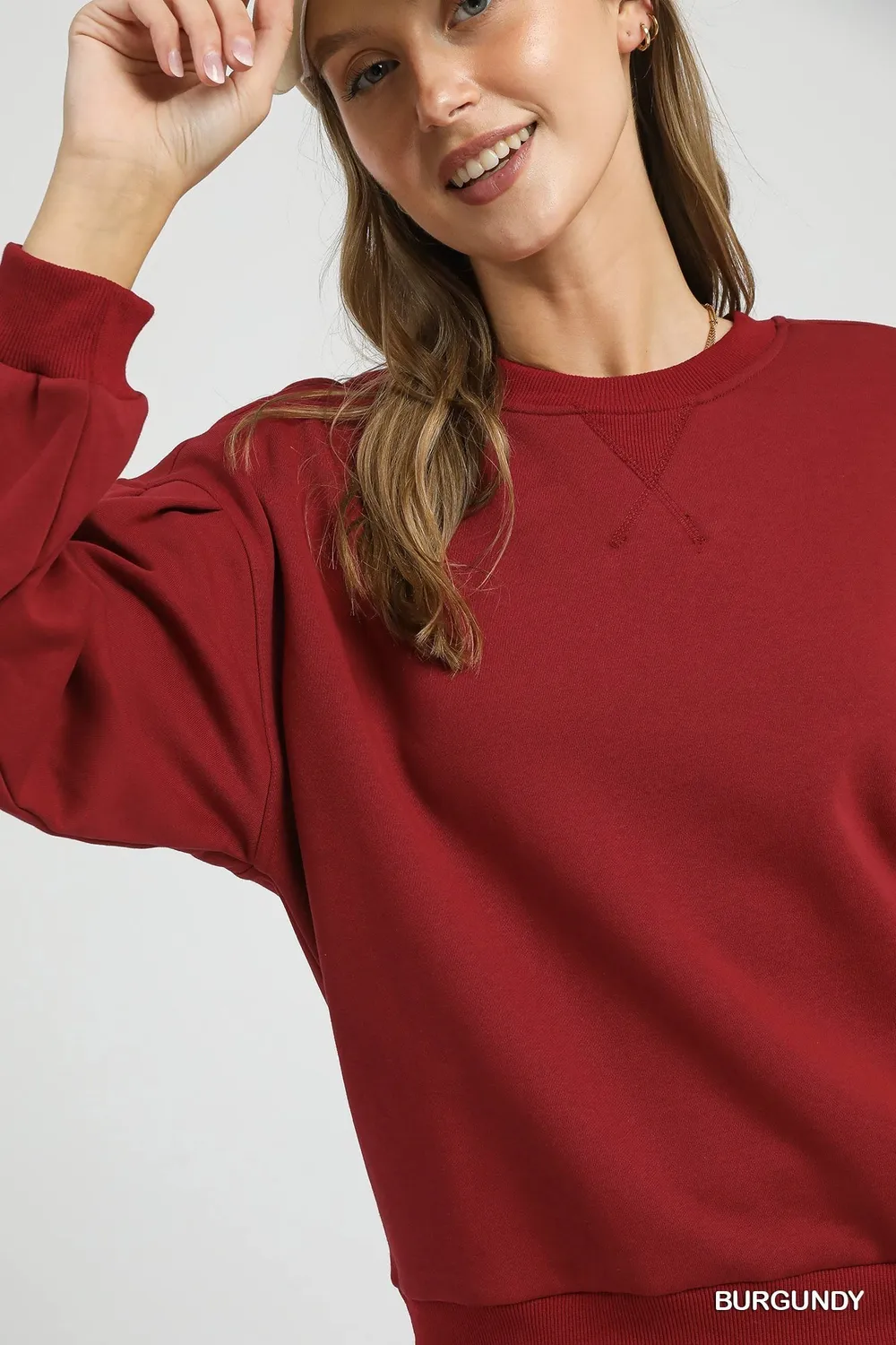 Round Neck Sweatshirt with Pleated Detail, image 5