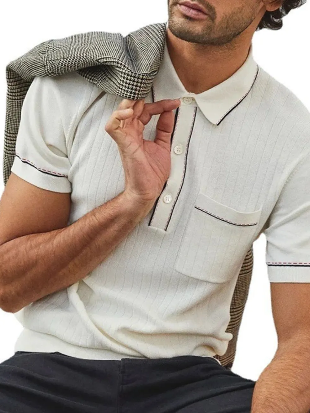 Men's Plus Size Button Detail Short Sleeve Polo, image 3