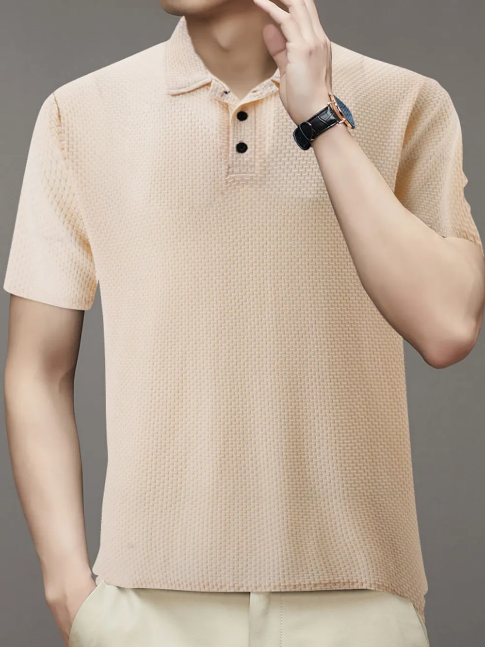 Men's Full Size Button Detail Short Sleeve Polo Plus Size, image 6