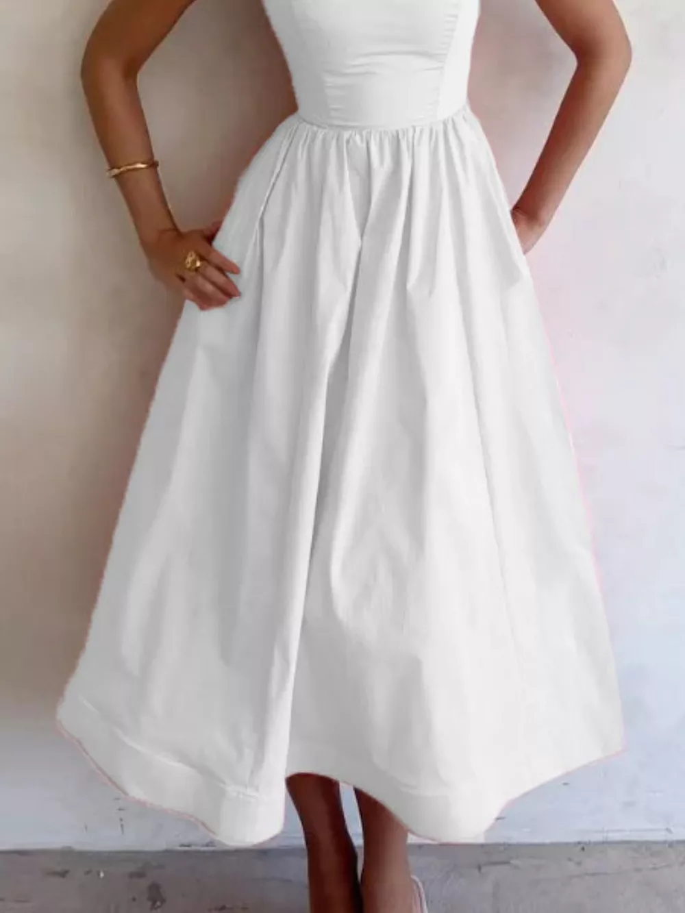 Adjustable Strap Scoop Neck Midi Dress, image 11