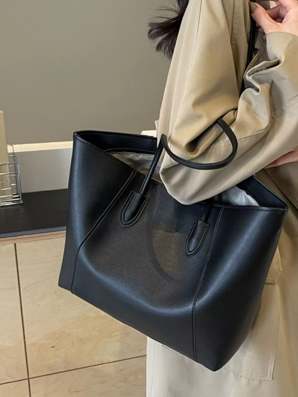 Leather Tote Shoulder Bag, image 7