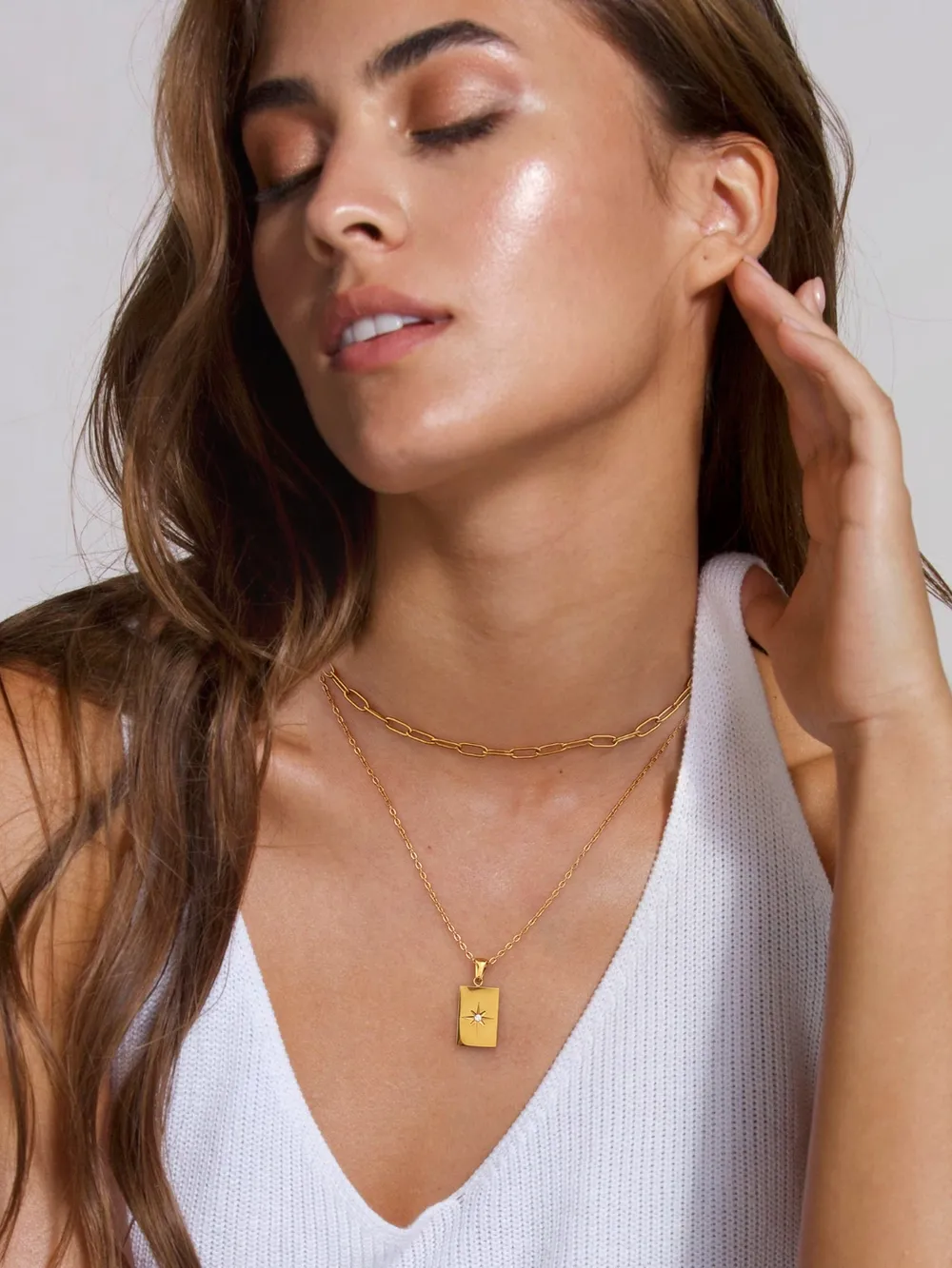 18K Gold-Plated Stainless Steel Double-Layered Necklace, image 9
