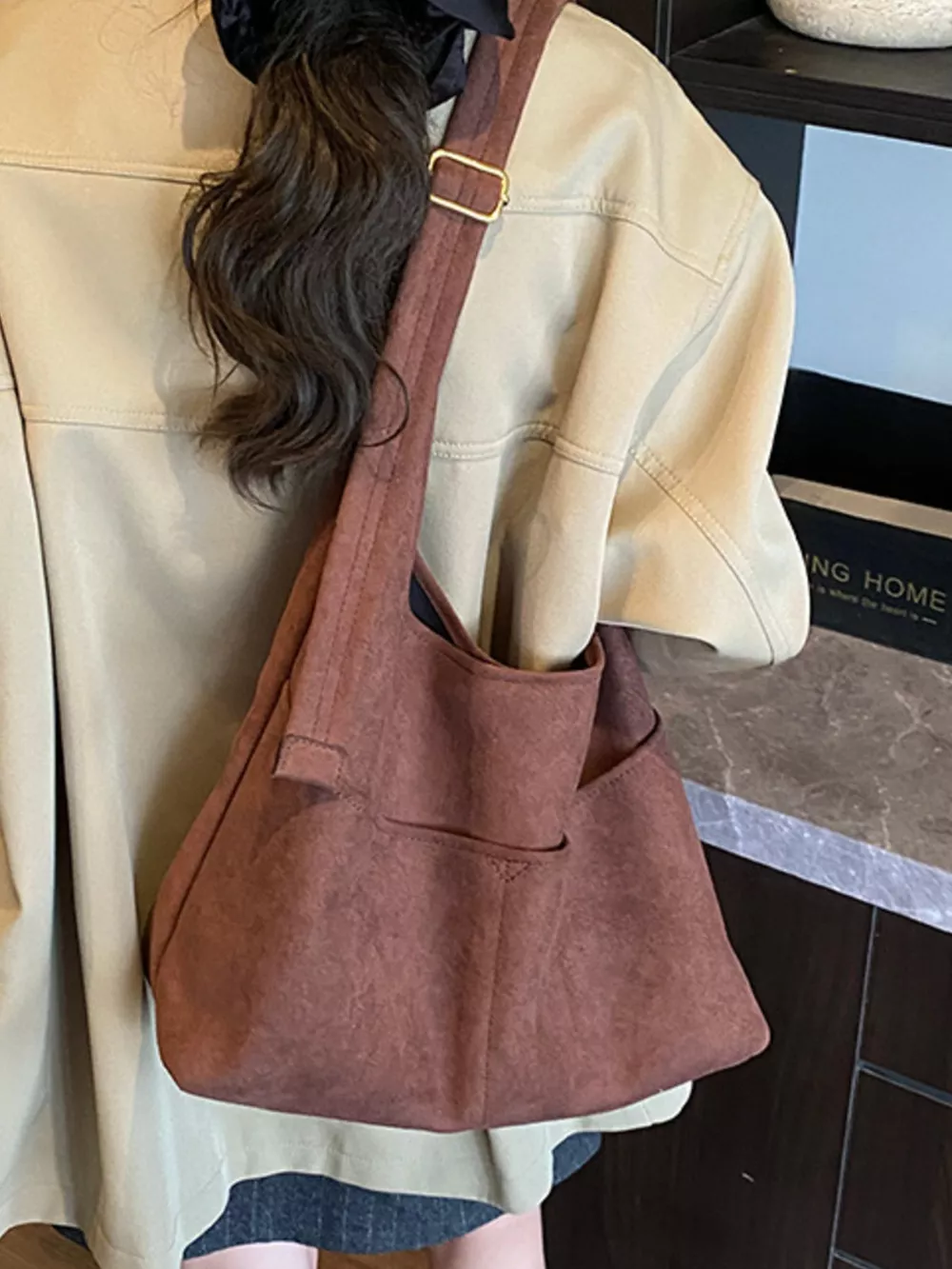 Minimalist Suede Shoulder Bag, image 22