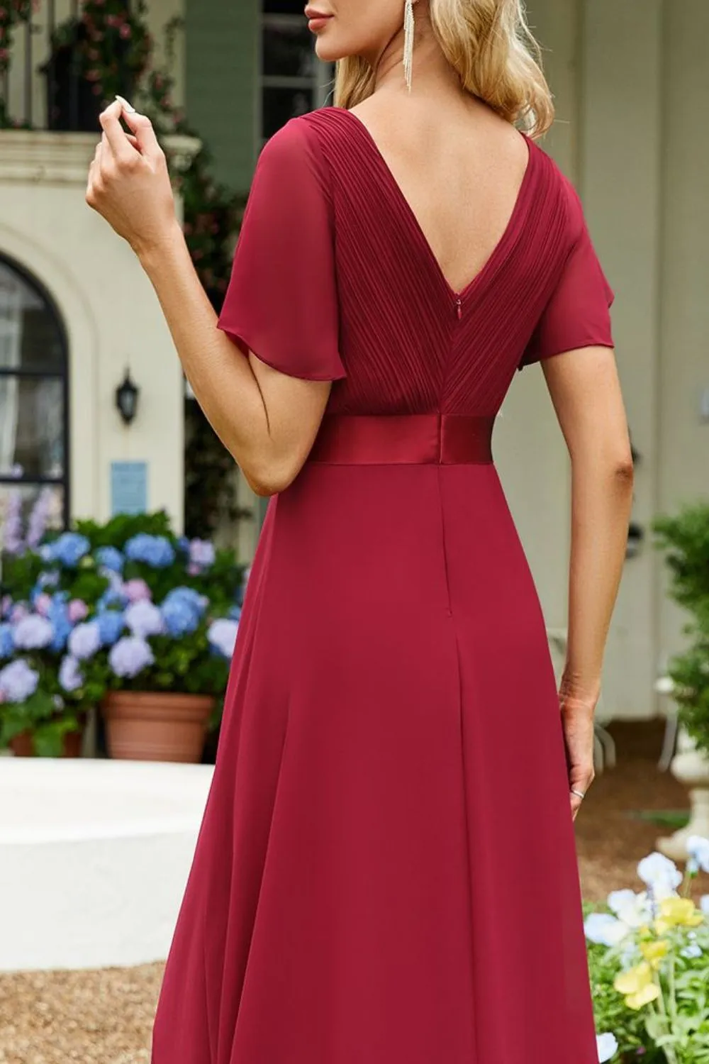 Surplice Flutter Sleeve Maxi Dress, image 3