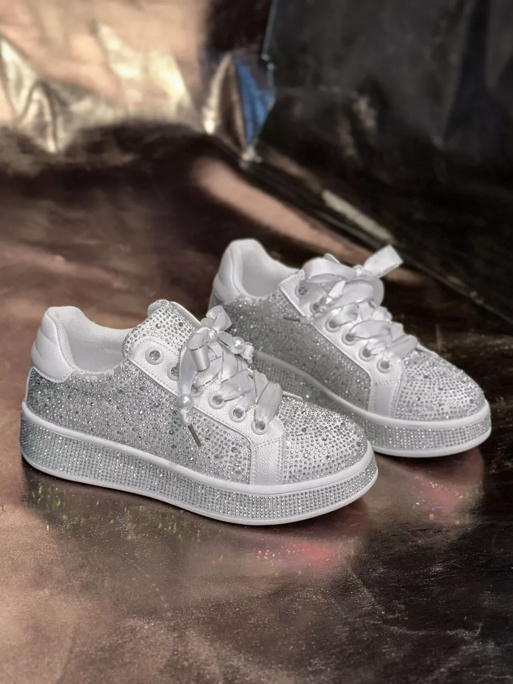 Round Toe Rhinestone Sneakers, image 4