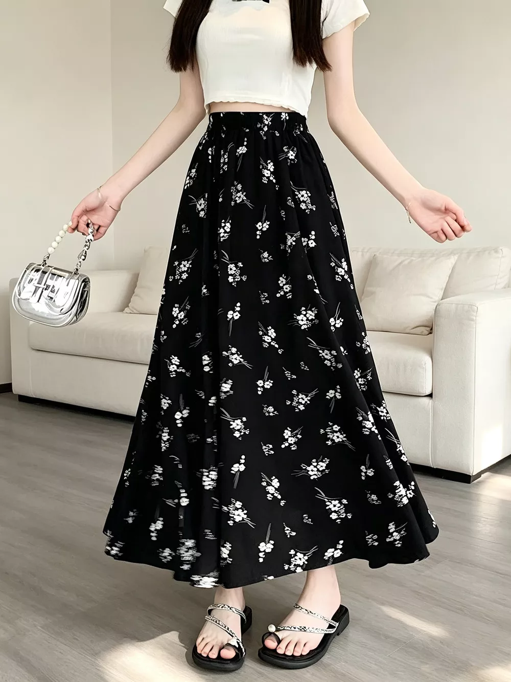 Floral Print A-Line Skirt, image 10
