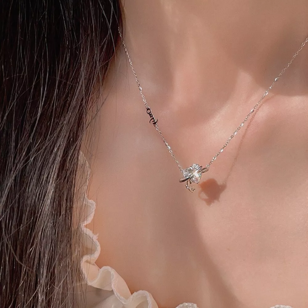 925 Sterling Silver Zircon Heart Necklace, image 2