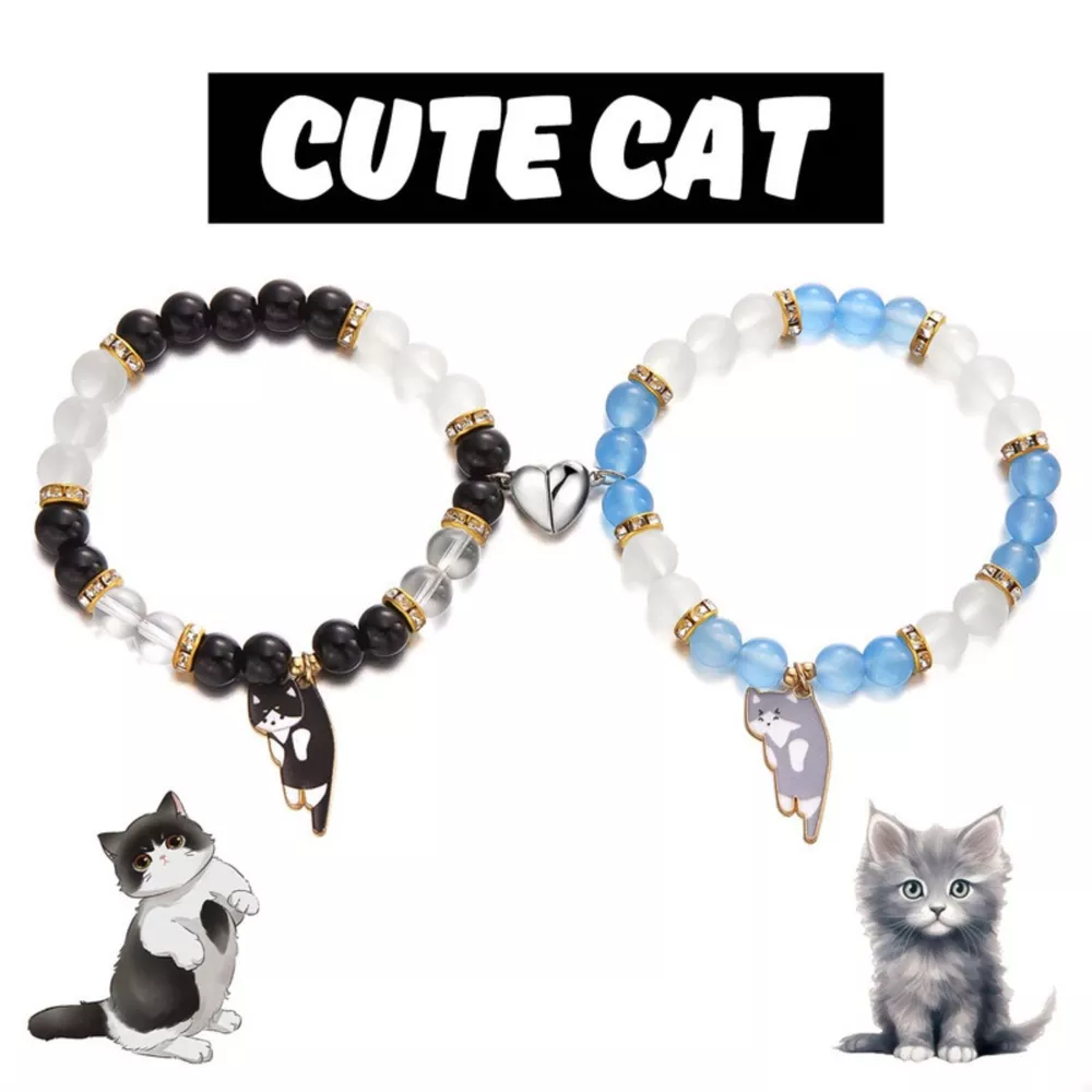 2 Piece Beaded Cat Charm Bracelet, image 5