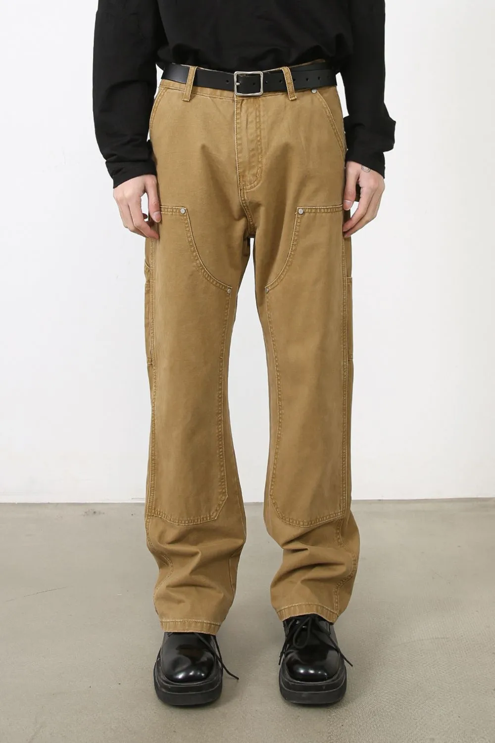 Men's Wide Straight Leg Jeans with Pockets