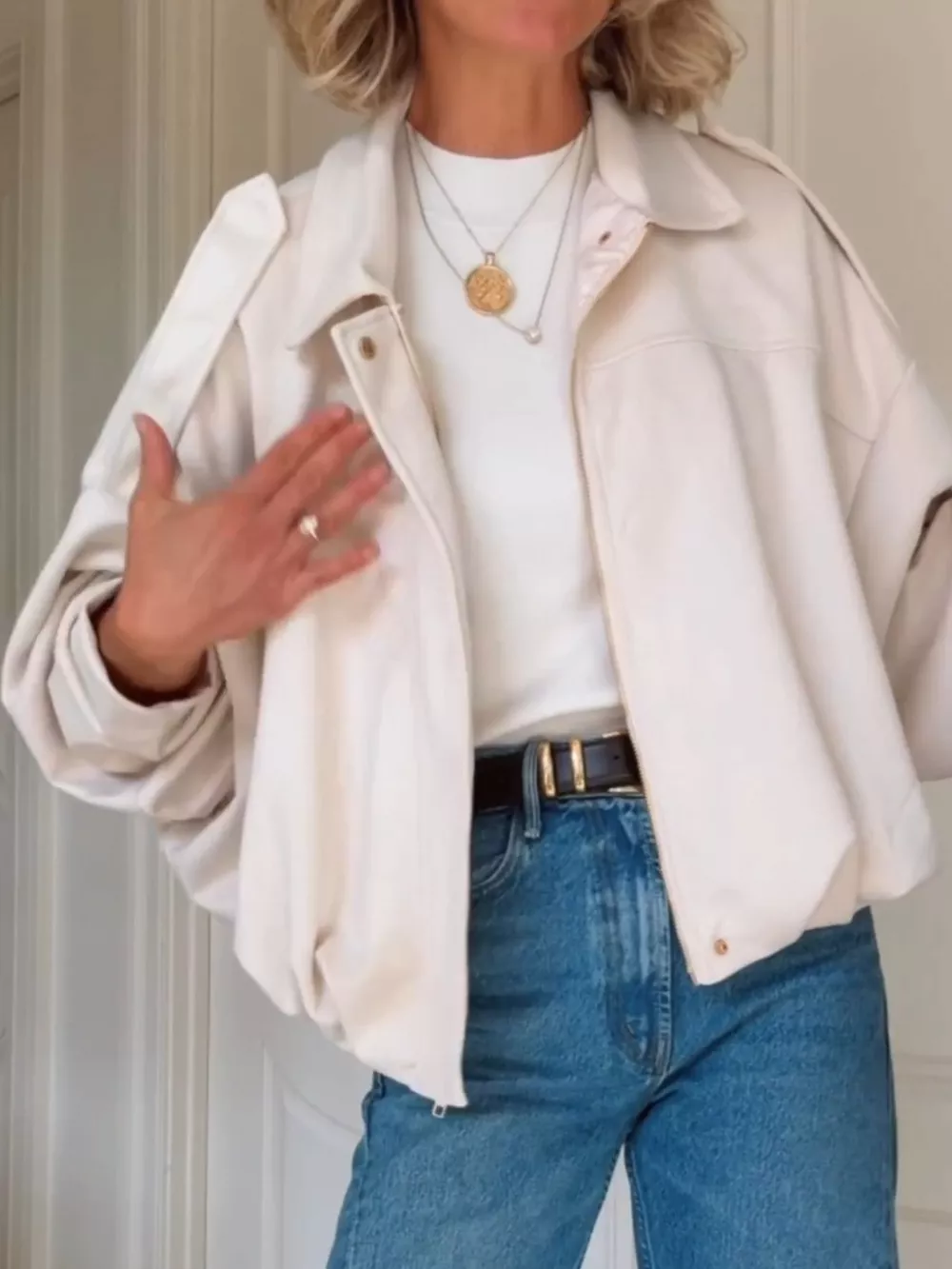 Zip Up Dropped Shoulder Suede Jacket, image 8