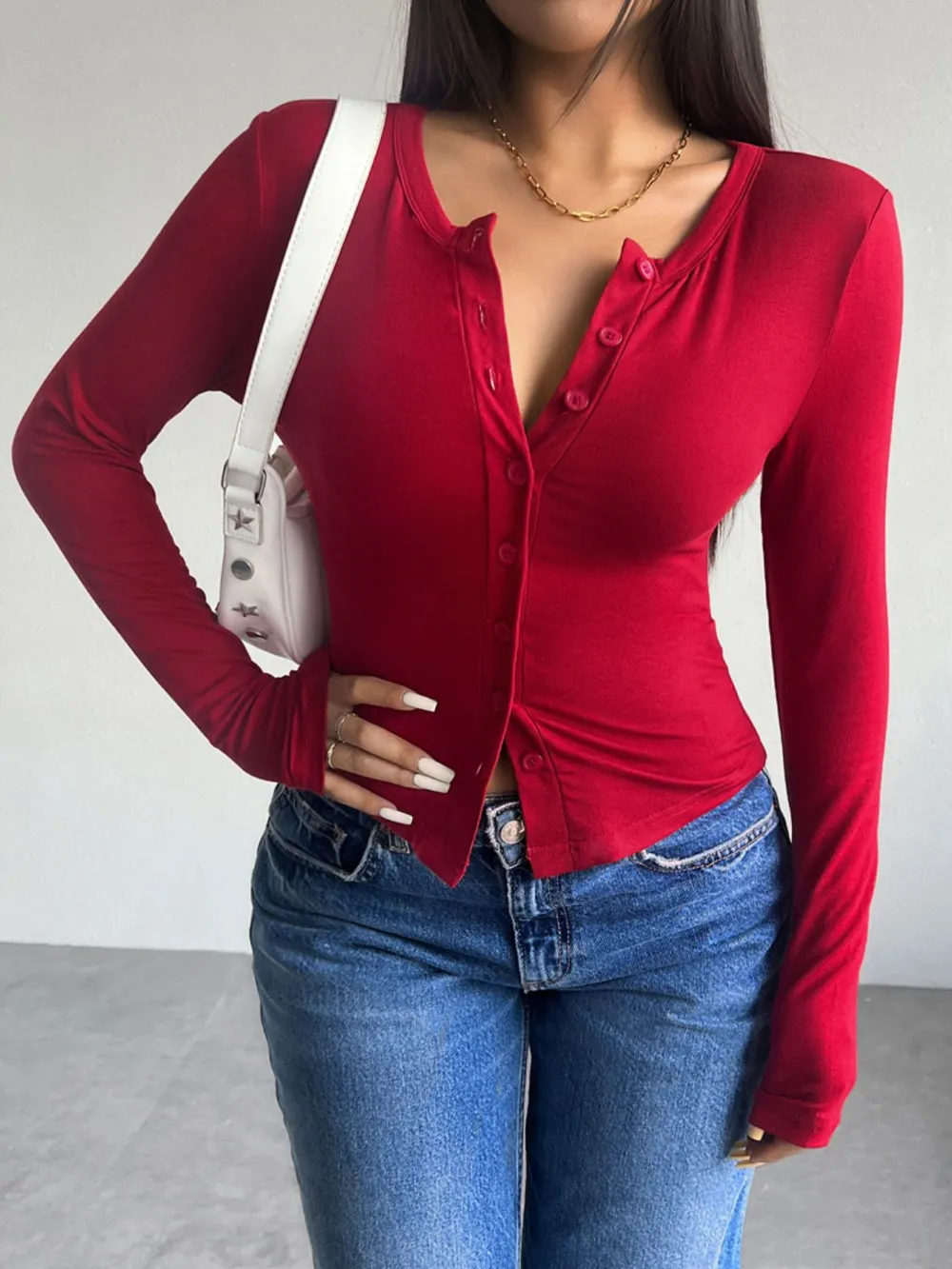 Button Up Long Sleeve T-Shirt, image 4